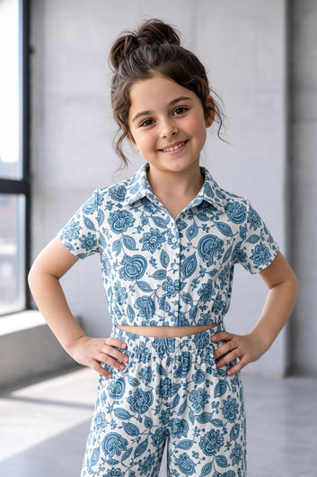 Girls Multicolor Cotton Top And Pant Set