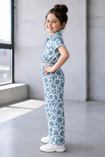 Girls Multicolor Cotton Top And Pant Set