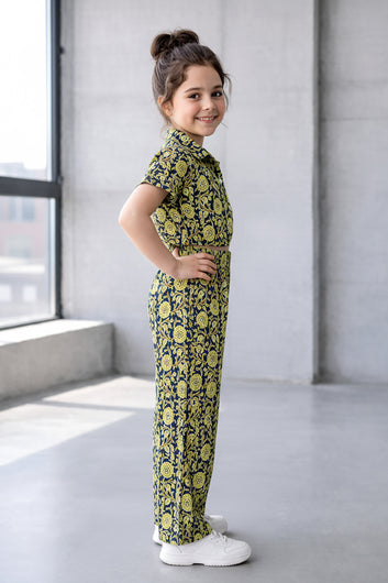 Girls Multicolor Cotton Top And Pant Set