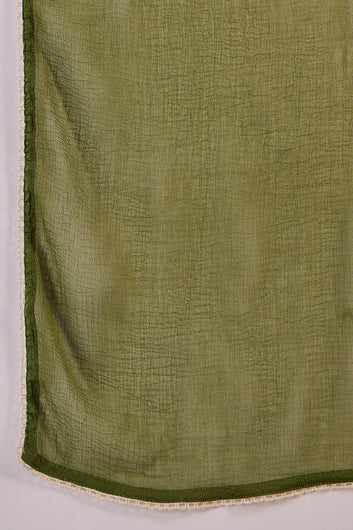 Womens White Cotton Printed Kurta Pant With Dupatta Set