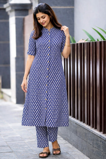 Women’s Multicolour Cotton Printed Kurta Palazzo Set