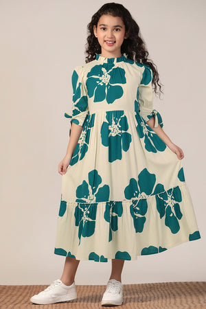 Girl's Rama Rayon Floral Printed Midi Dress