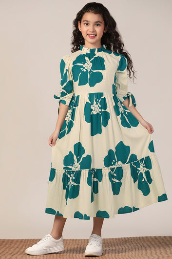 Girl's Rama Rayon Floral Printed Midi Dress