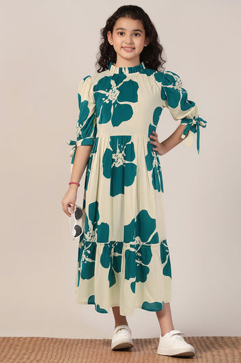 Girl's Rama Rayon Floral Printed Midi Dress