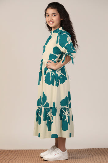 Girl's Rama Rayon Floral Printed Midi Dress
