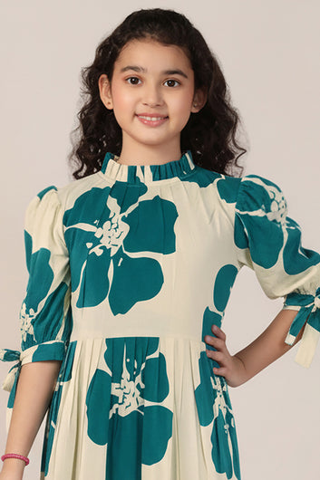 Girl's Rama Rayon Floral Printed Midi Dress