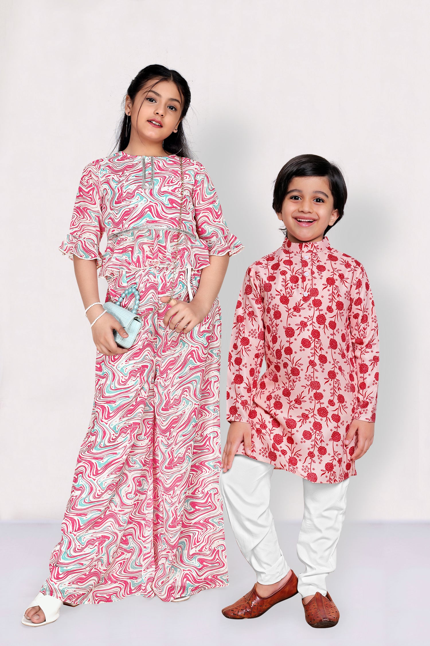 Chic Festive Wear Brother And Sister Combo Set 01