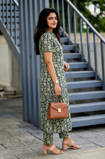 Women’s Multicolour Cotton Printed Kurta Palazzo Set