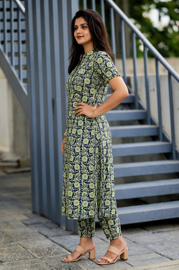 Women’s Multicolour Cotton Printed Kurta Palazzo Set