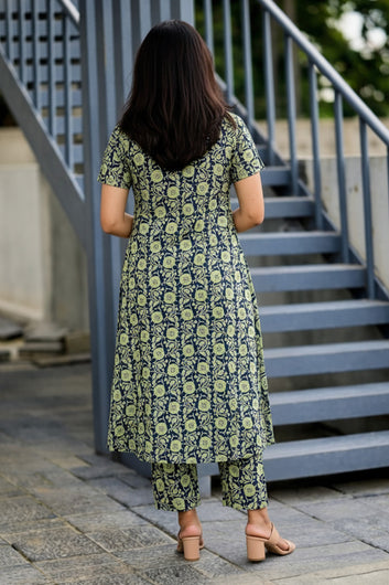 Women’s Multicolour Cotton Printed Kurta Palazzo Set