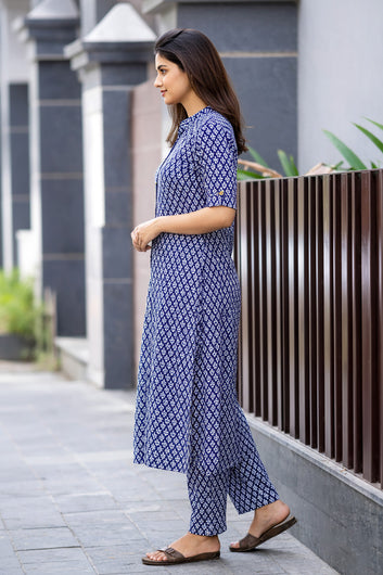 Women’s Multicolour Cotton Printed Kurta Palazzo Set