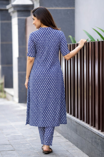 Women’s Multicolour Cotton Printed Kurta Palazzo Set