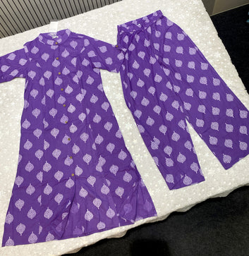 Women’s Multicolour Cotton Printed Kurta Palazzo Set