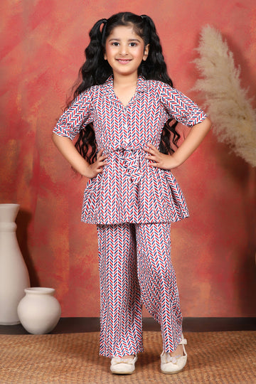 Girl's Multicolor Cotton Blend Printed Co-ord Set