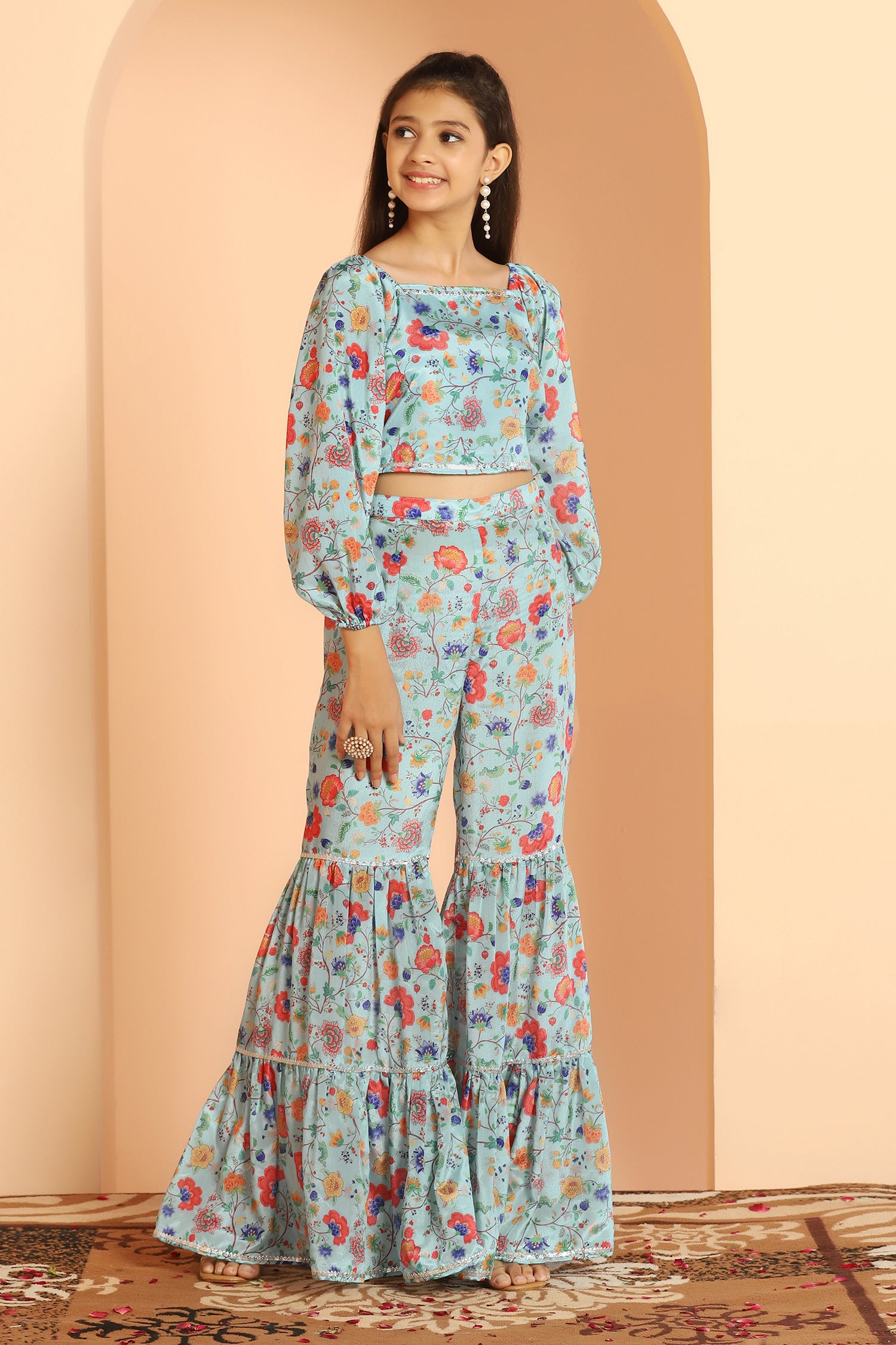 Price -2299+shipping Beautiful party wear peplum kurti ,sharara and dupatta  set | Boutique dress designs, Sharara gharara, Suits for women