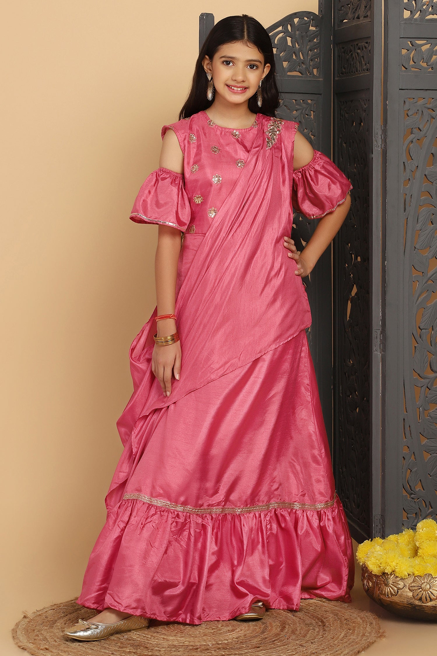Buy Indian Show-Stopping Pink Gown Online at Ethnic Plus at Best Price