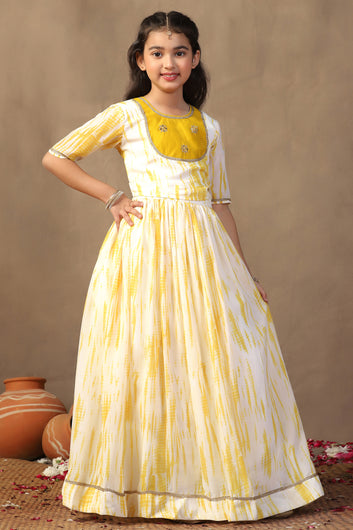 Girls Yellow Georgette Embroidered Redy to Wear Lehenga Choli Sets