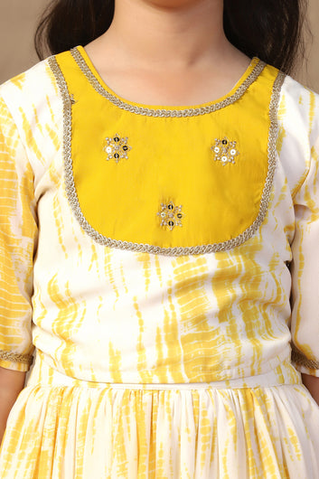 Girls Yellow Georgette Embroidered Redy to Wear Lehenga Choli Sets