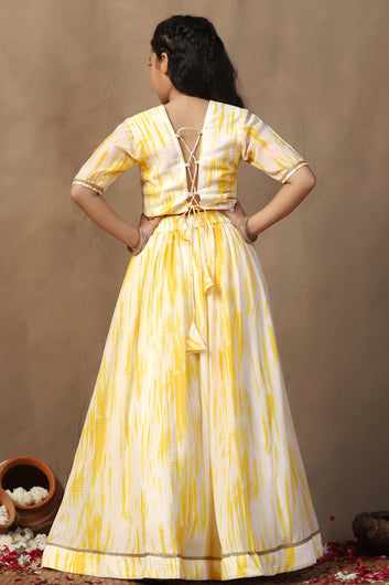 Girls Yellow Georgette Embroidered Redy to Wear Lehenga Choli Sets