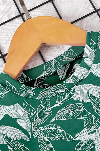 Boys Teal Green Lycra Blend Printed T-shirt and Short Clothing Set