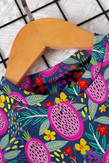 Boys Blue Lycra Blend Printed T-shirt and Short Clothing Set