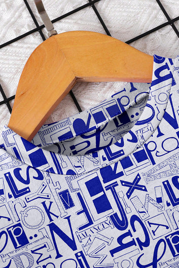 Boys White Lycra Blend Printed T-shirt and Short Clothing Set