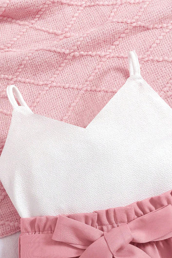 Girls Peach Cotton Blend Solid Co ords sets Whith Jecket