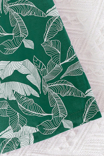 Boys Teal Green Lycra Blend Printed T-shirt and Short Clothing Set