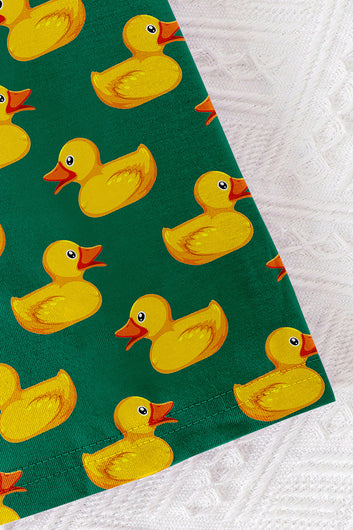 Boys Green Lycra Blend Printed T-shirt and Short Clothing Set