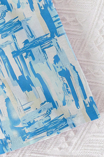 Boys Light Blue Lycra Blend Printed T-shirt and Short Clothing Set