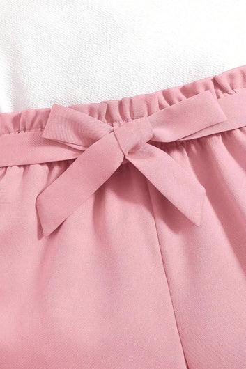 Girls Peach Cotton Blend Solid Co ords sets Whith Jecket