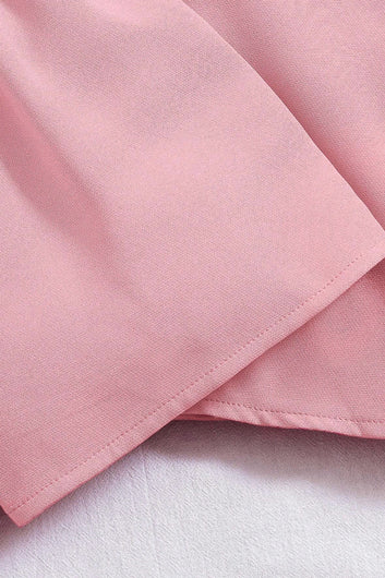 Girls Peach Cotton Blend Solid Co ords sets Whith Jecket