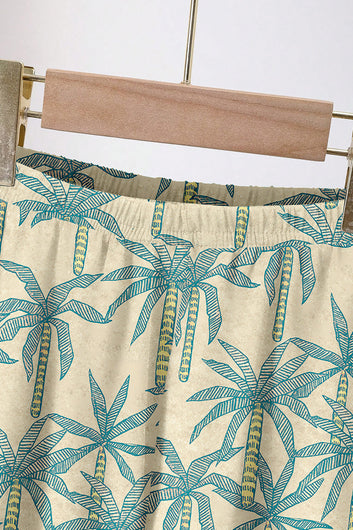 Boys Beige Lycra Blend Printed T-shirt and Pant Clothing Set