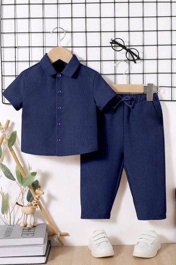 Boys Rama Cotton Blend Solid Shirt With Pant Set