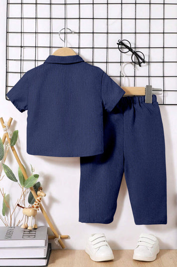 Boys Rama Cotton Blend Solid Shirt With Pant Set