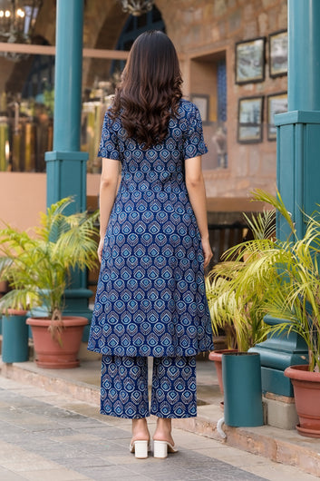 Women’s Multicolour Cotton Printed Kurta Palazzo Set