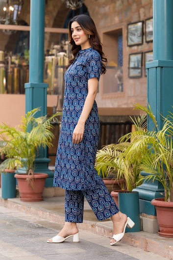 Women’s Multicolour Cotton Printed Kurta Palazzo Set