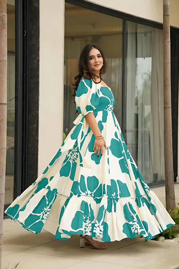 Women's Rama Rayon Floral Printed Maxi length Dress