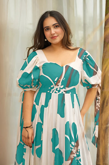 Women's Rama Rayon Floral Printed Maxi length Dress