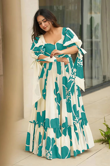 Women's Rama Rayon Floral Printed Maxi length Dress