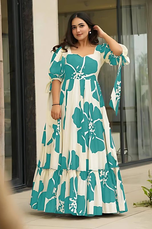 Women's Rama Rayon Floral Printed Maxi length Dress