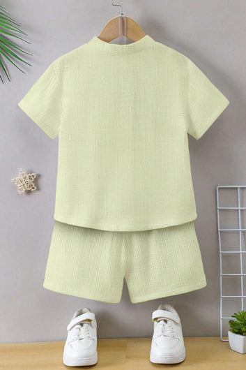Boys Pista Cotton Blend Solid T-shirt & Short Clothing Set