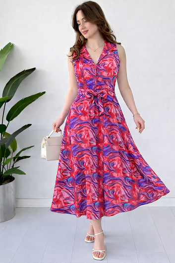 Women Multicolor  Cotton Blend Abstact Printed Midi Dress