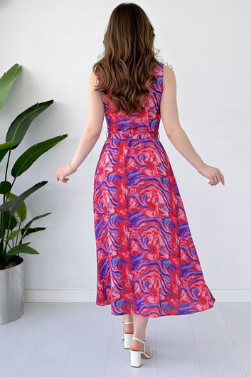 Women Multicolor  Cotton Blend Abstact Printed Midi Dress