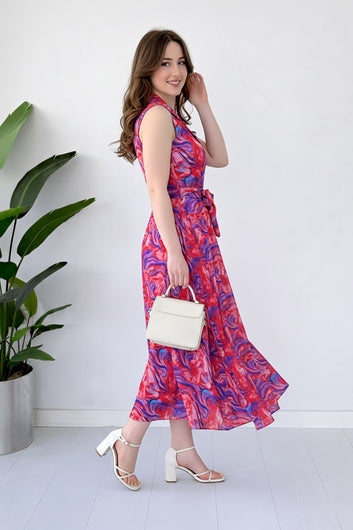 Women Multicolor  Cotton Blend Abstact Printed Midi Dress