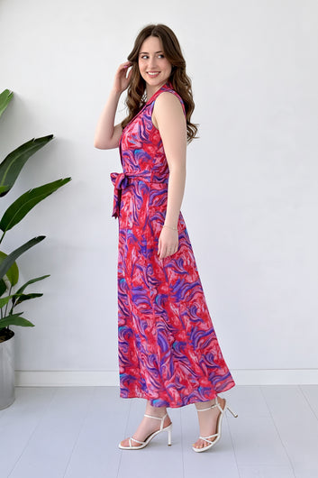 Women Multicolor  Cotton Blend Abstact Printed Midi Dress