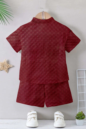 Boys Red Rider Solid Shirt With Short Pant Set