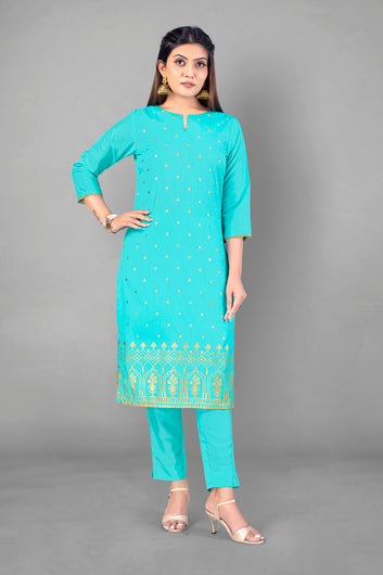 Women's Sky Crepe Silk Salwar Suit Set
