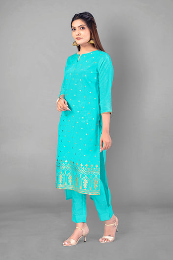 Women's Sky Crepe Silk Salwar Suit Set