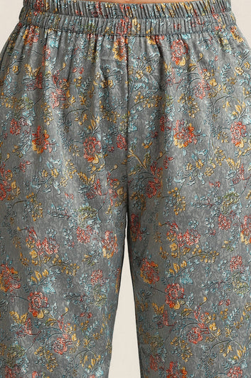 Women's Grey Floral Print Kurta with Pant set